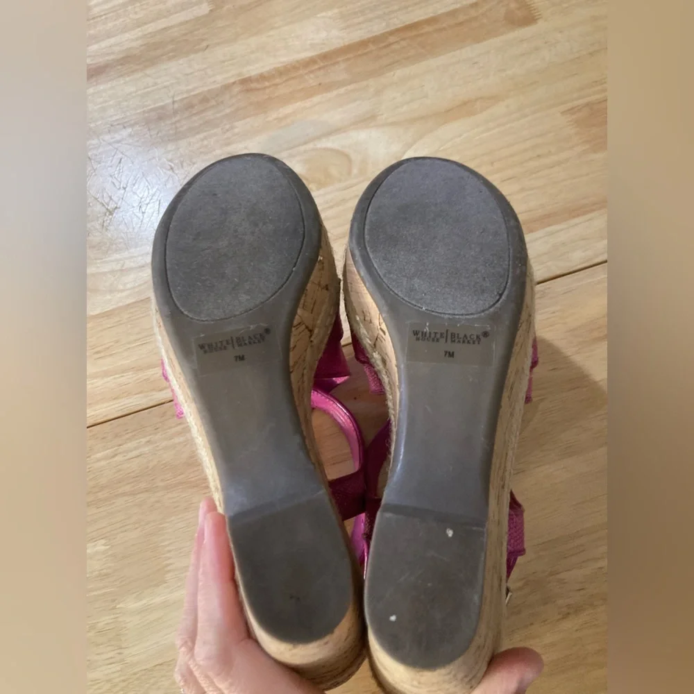 White House Black Market Pink Cork Wedge Sandals